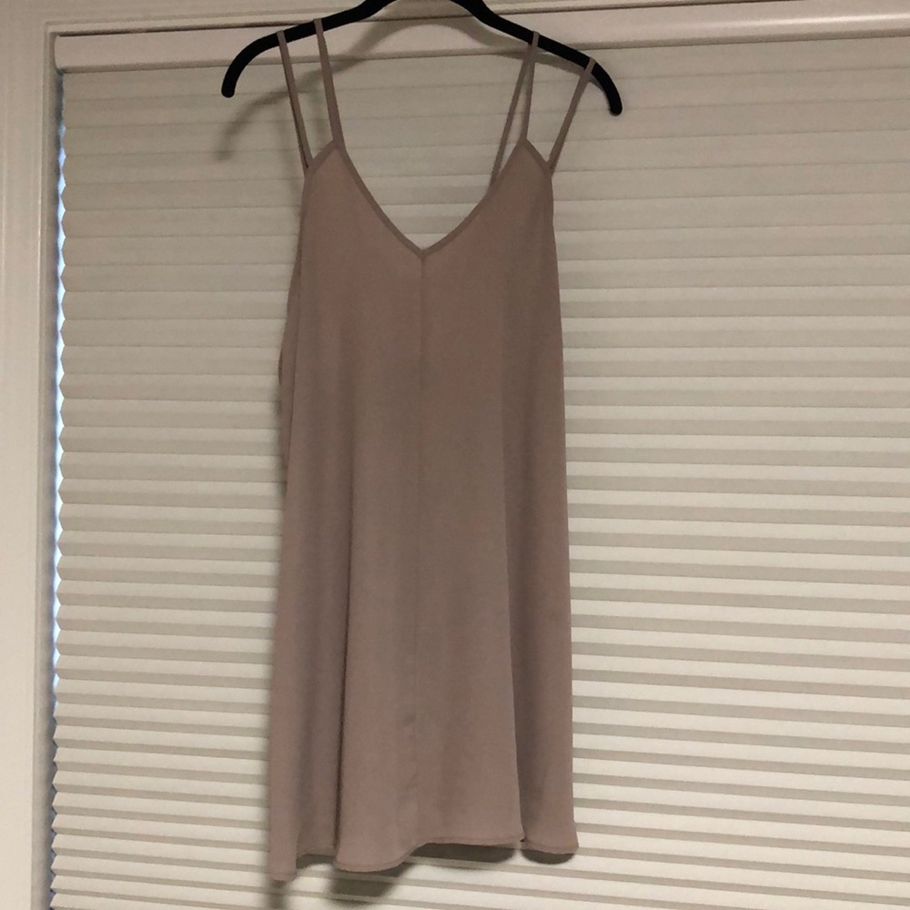 Tan strappy date night dress